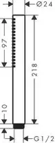 Technisches Diagramm eines hansgrohe Produkts mit Abmessungen und Detailzeichnungen, einschließlich der Maße Ø24, G1/2 und weiteren relevanten Spezifikationen.